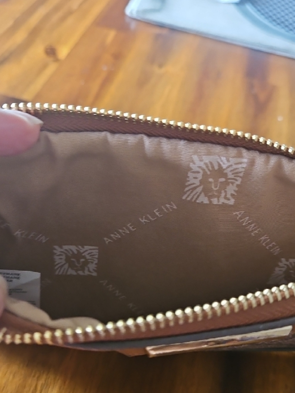Anne Klein Brown Monogram Wristlet with Matching Card Case - Picture 8 of 8